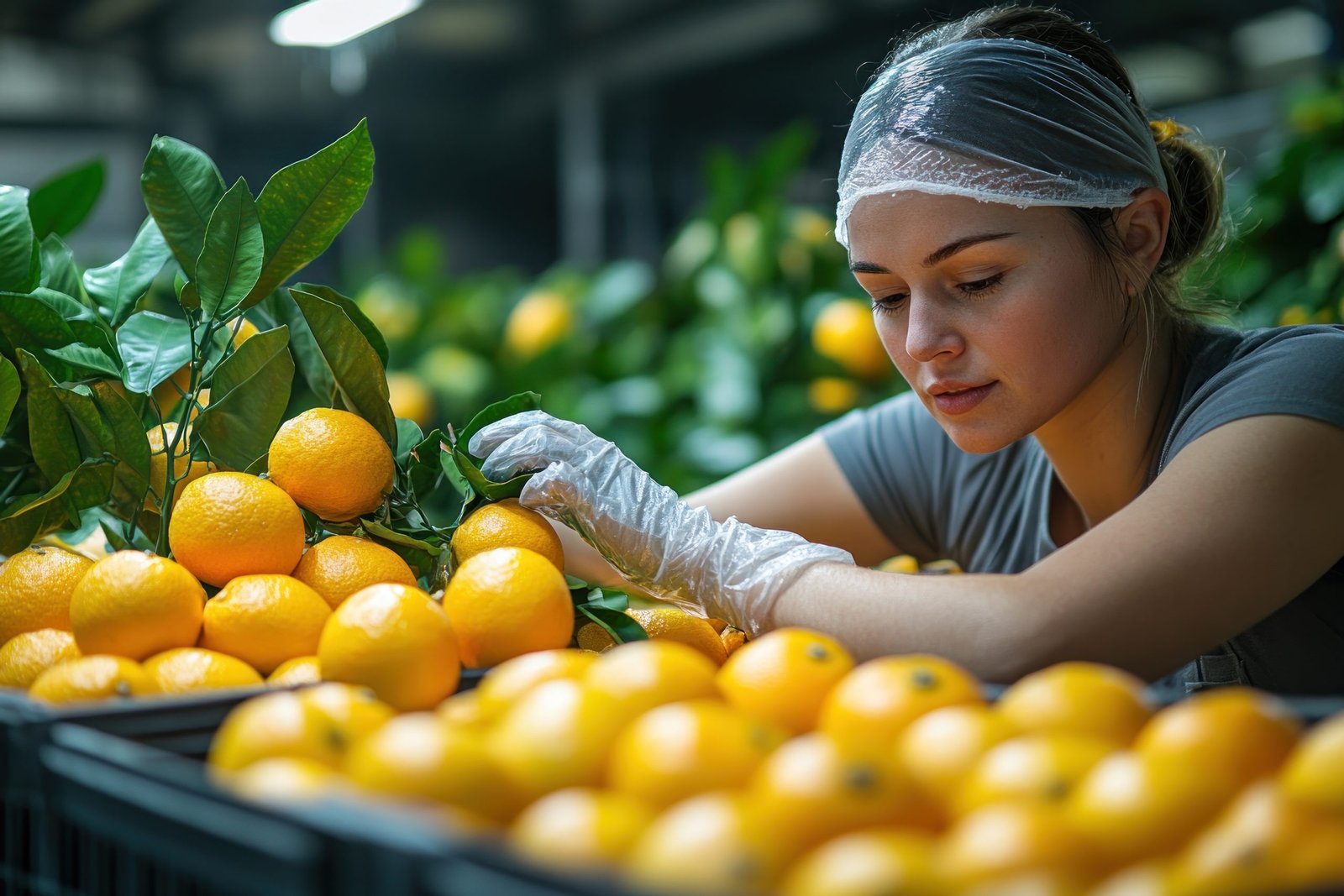 Woman Harvesting Oranges